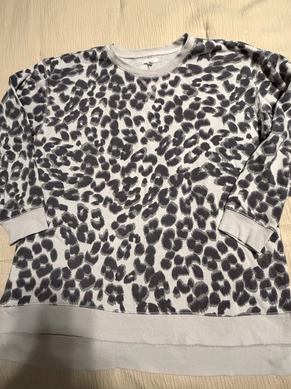 Maurices Gray & White Leopard Crewneck Sweater